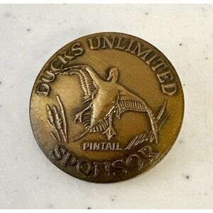 Ducks's Unlimited Sponsor Pintail Larry‎ Toschik Design Lapel Pin 1985 Patina ￼